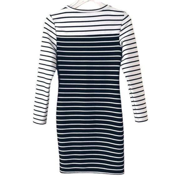 H&M Textured Ribbed Knit Horizontal Striped Color Block Dress Size Small - Picture 2 of 5